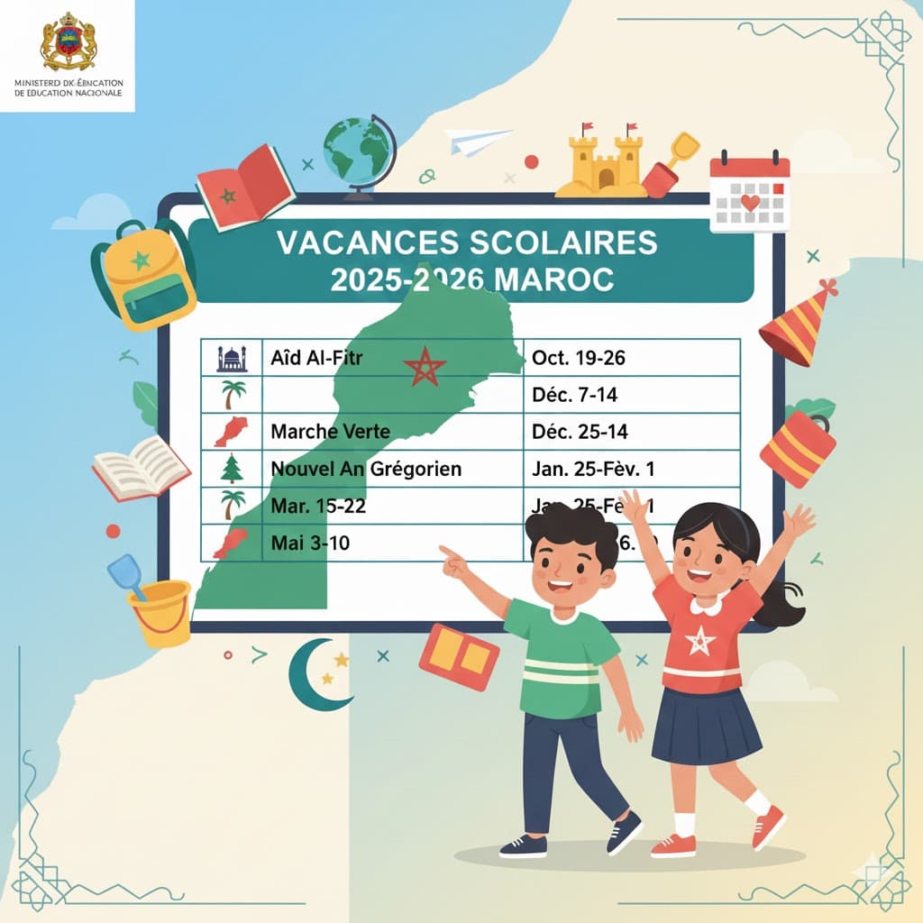 Calendrier Des Vacances Scolaires 2025 2026 Au Maroc Primaire Coll ge Calendrier Des Vacances Scolaires 2025 2026 Au Maroc Primaire Coll ge